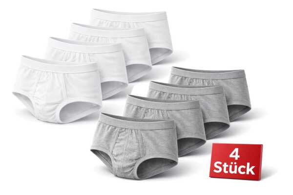 Herren Slip Unterhose 4er Pack aus 100 % Baumwolle mit Eingriff – Bequeme Herrenunterwäsche