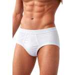 Herren Slip Unterhose 4er Pack aus 100 % Baumwolle mit Eingriff – Bequeme Herrenunterwäsche Weiß/M