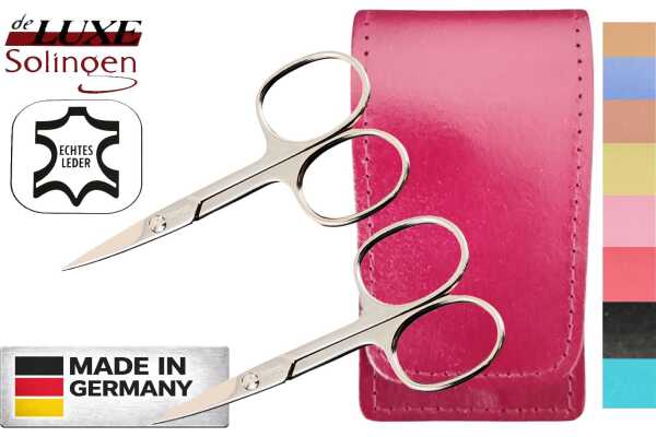 2x Solingen Nagelschere gehärteter Stahl – Extra scharf mit gebogener Schneide Echt-Leder Etui