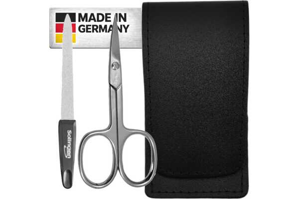 Solingen* Maniküre-Set mit Nagelschere & Feile – Echtleder-Etui Made in Germany