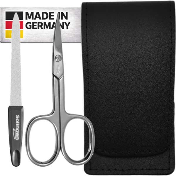 Solingen* Maniküre-Set mit Nagelschere & Feile – Echtleder-Etui Made in Germany