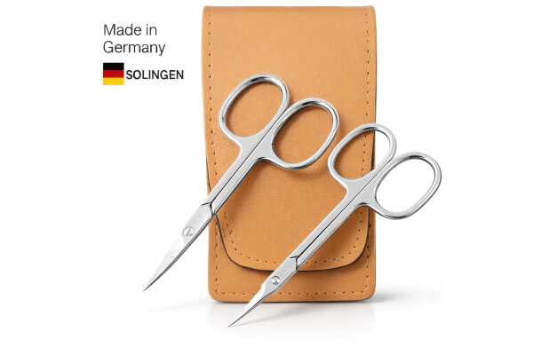 Solingen Nagelscheren Set 2-teilig – Nagelschere & Turmspitz-Schere mit Echtleder-Etui Made in Germany