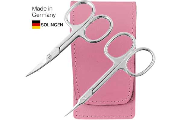 Solingen Nagelscheren Set 2-teilig – Nagelschere & Turmspitz-Schere mit Echtleder-Etui Made in Germany Beere