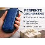 Maniküre-Etui mit Solingen Instrumenten – Nagelschere, Pinzette & Saphirfeile – Echtleder Dollaro Leder – Made in Germany