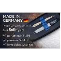 Maniküre-Etui mit Solingen Instrumenten – Nagelschere, Pinzette & Saphirfeile – Echtleder Dollaro Leder – Made in Germany