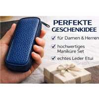 Maniküre-Etui mit Solingen Instrumenten – Nagelschere, Pinzette & Saphirfeile – Echtleder Dollaro Leder – Made in Germany