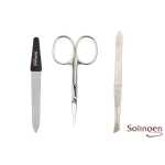 Solingen Maniküre Set 3-teilig – Nagelschere, Pinzette & Saphirfeile – Echtleder Etui Made in Germany