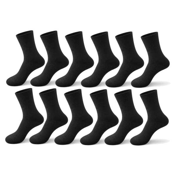 12 Paar Socken Damen & Herren Baumwolle – ohne Gummi, nicht einschneidend, bequemer Bund, rutschfest