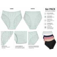 Damen Slips 6er Pack mit Spitze, elastisch & bequem,...