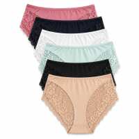 Damen Slips 6er Pack mit Spitze, elastisch & bequem, 95% Polyamid