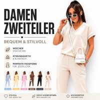 Damen Zweiteiler Set V-Ausschnitt – bequemes...