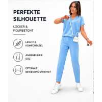 Damen Zweiteiler Set V-Ausschnitt – bequemes Freizeit Outfit, S/M L/XL