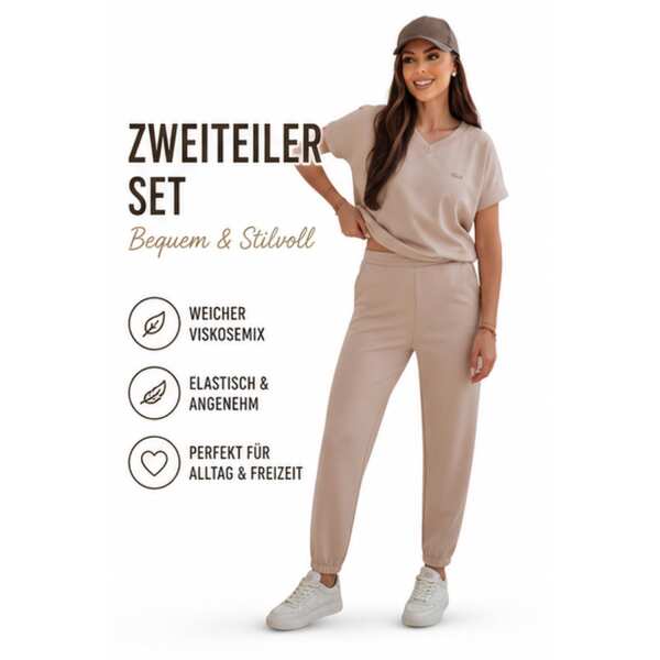 Damen Zweiteiler Jogginganzug – Viskose, bequem & elastisch, Gr. S/M L/XL