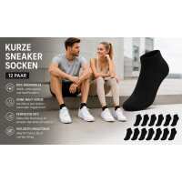 12 Paar Sneaker Socken Damen Herren Baumwolle ohne Naht