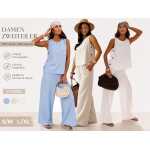 Damen Leinen-Viskose Set Zweiteiler Sommer Outfit mit...
