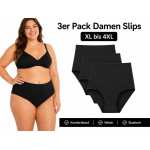 Damen Slips 3er Pack Schwarz XL-4XL High Waist Komfortbund