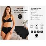 Damen Slips 3er Pack Schwarz XL-4XL High Waist Komfortbund