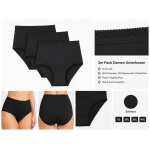 Damen Slips 3er Pack Schwarz XL-4XL High Waist Komfortbund