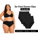 Damen Slips 3er Pack Schwarz XL-4XL High Waist Komfortbund Schwarz/3XL
