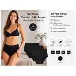 Damen Slips 3er Pack Schwarz XL-4XL High Waist Komfortbund Schwarz/3XL