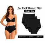 Damen Slips 3er Pack Schwarz XL-4XL High Waist...