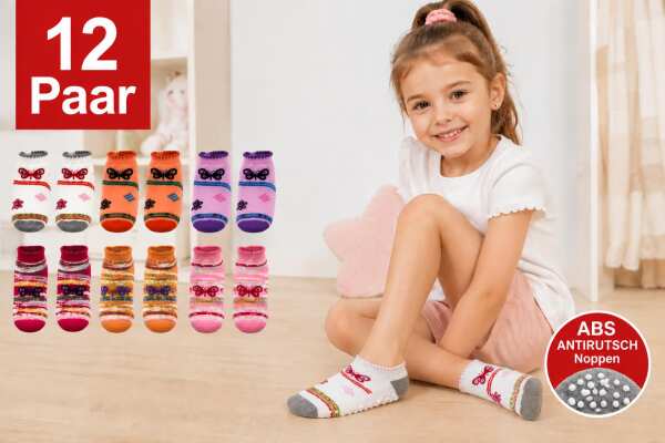 Kinder Sneaker Socken 12 Paar Antirutsch ABS Noppen Baumwolle,
