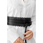 Damen Gürtel Bindegürtel Schwarz Boho Taillengürtel Lochmuster Elastischer Wickelgürtel
