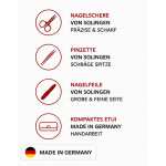 Maniküre Set Solingen 3-teilig mit Nagelschere, Pinzette & Saphirnagelfeile Made in Germany