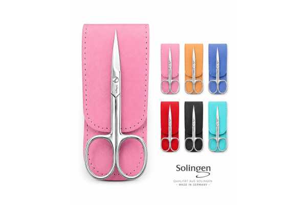 Solingen Nagelhautschere 9 cm aus gehärtetem Stahl mit Echtleder-Etui Made in Germany