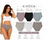 Damen Slips 6er Pack Baumwolle Ripp mit Spitze hoher Bund