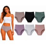Damen Slips 6er Pack Baumwolle Ripp Unterhosen High Waist...