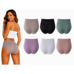 Damen Slips 6er Pack Baumwolle Ripp Unterhosen High Waist...
