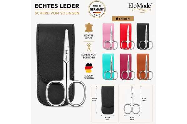 Baby- & Kindernagelschere Solingen mit abgerundeten Spitzen, Echtleder-Etui