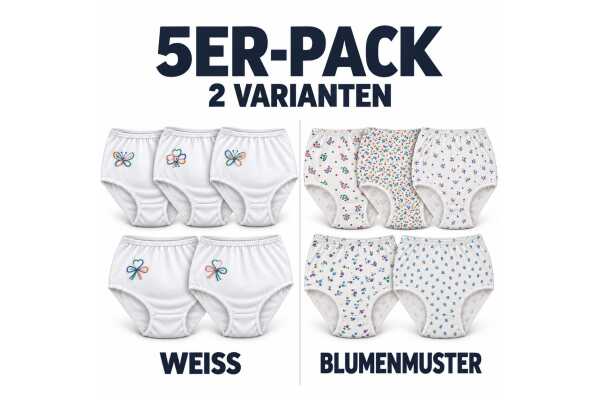 Damen Taillenslip 5er-Pack aus 100 % Baumwolle, Stickerei oder Blumenmuster