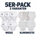 Damen Taillenslip 5er-Pack aus 100 % Baumwolle, Stickerei...