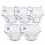 Damen Taillenslip 5er-Pack aus 100 % Baumwolle, Stickerei oder Blumenmuster