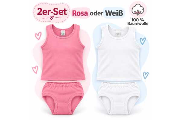 Kinder Unterwäsche-Set 4-teilig, 100 % Baumwolle, Unterhemd & Slip