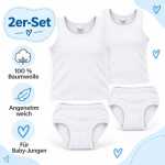 Kinder Unterwäsche-Set 4-teilig, 100 % Baumwolle, Unterhemd & Slip