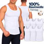 Herren Unterhemden 6er Pack Feinripp 100% Baumwolle,...