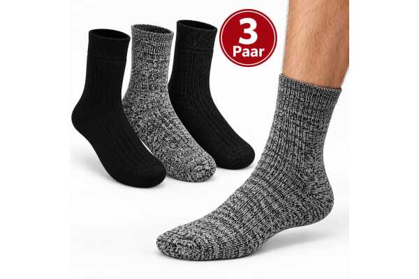 3 | 6 | 12 Paar Wollsocken Wintersocken 80% Wolle mit Plüschsohle, Gr. 39-42 43-46