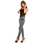 Damen Elegant Chino Urban Stoffhose Skinny Röhre Hose mit Taschen Röhrenhose;