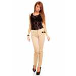 Damen Elegant Chino Urban Stoffhose Skinny Röhre Hose mit Taschen Röhrenhose;