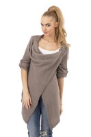 Damen Strickjacke Sweats Poncho Umhang Cardigan Jacke; S/M; Cappuccino