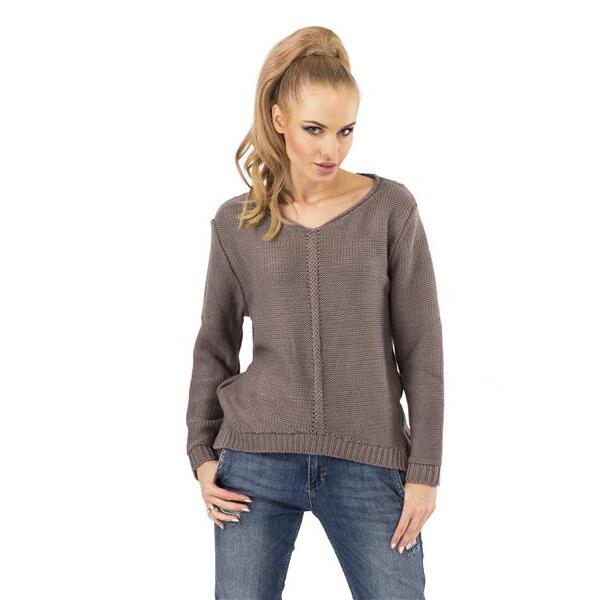 Damen Pullover Strickpullover V-Ausschnitt Gr. S/M; Cappuccino