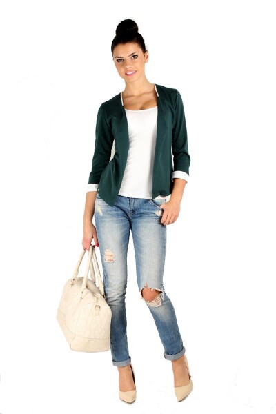 Damen Blazer Kurzjacke Jacke, S/M, Dunkelgrün