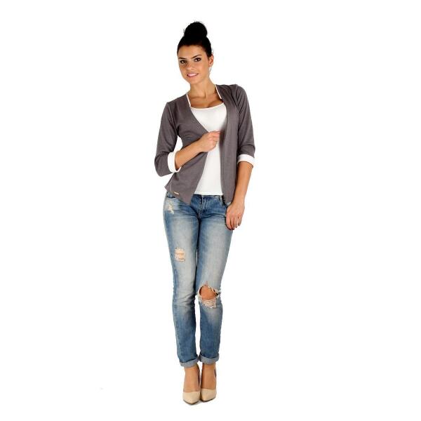 Damen Blazer Kurzjacke Jacke, S/M, Grau