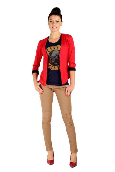 Damen Blazer Kurzjacke Jacke, S/M, Rot