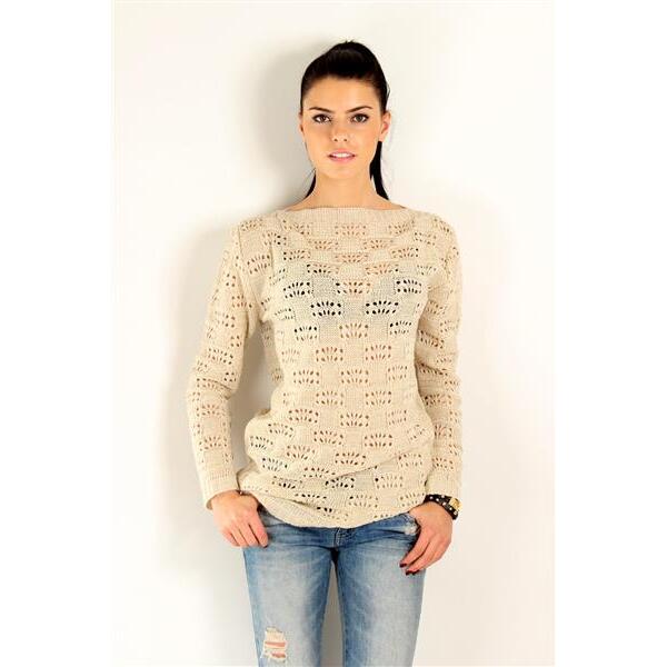Damen Pullover Longshirt Strickpullover; S/M; Beige