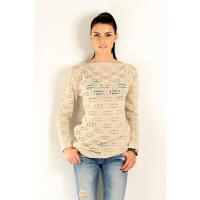Damen Pullover Longshirt Strickpullover; S/M; Beige