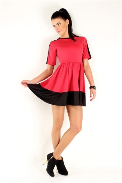 Damen Minikleid  Longshirt 2 Farbig Tunika Top; Koralle/M/38